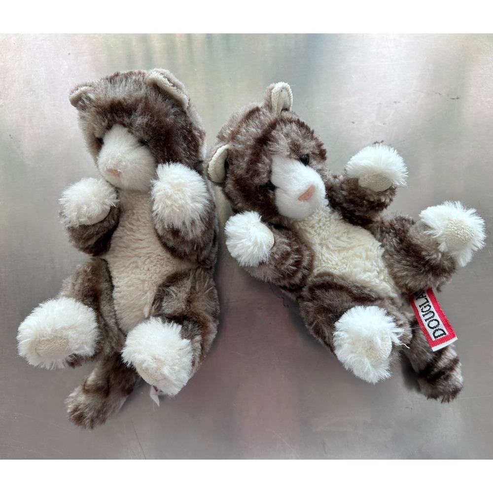 Douglas Gray Striped Kitten Lil' Baby Handful Plush Stuffed Animal 6" TWINS!
